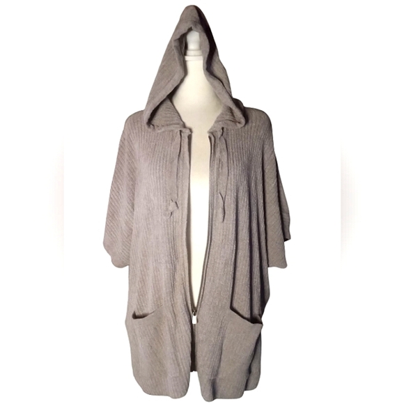 Barefoot Dreams Cozy Chic Ultra Lite Zip Front Hoodie Lightweight Oatmeal Sm/Med - Picture 5 of 10